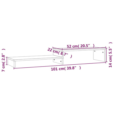 Monitor Stand (52-101)X22X14 Cm Solid Wood Pine