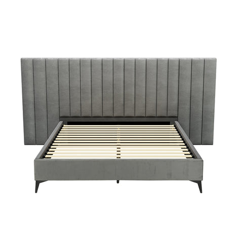 Artiss Bed Frame Queen Size Velvet Grey LOTT