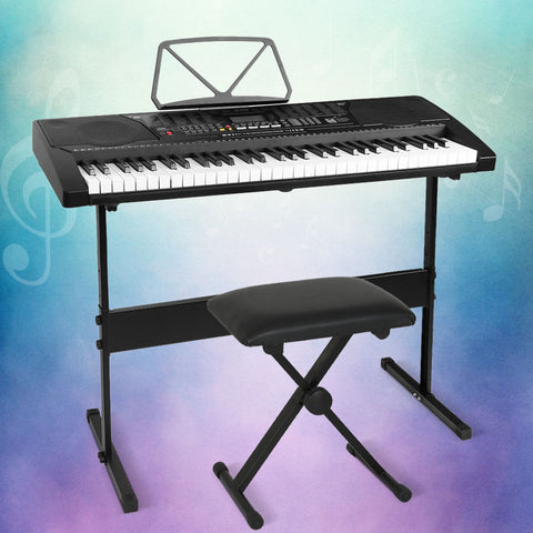 Alpha 61 Keys Electronic Piano Keyboard Digital Electric w/ Stand Stool Lighted