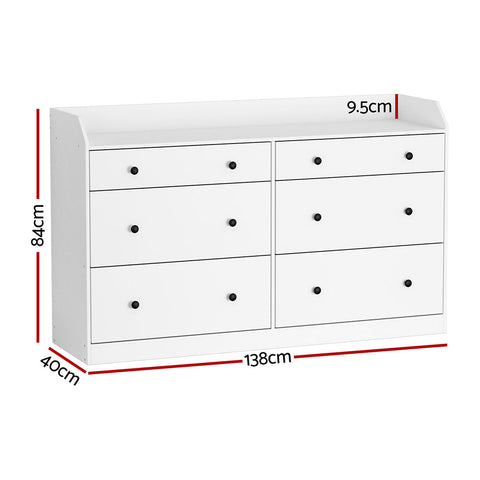 Artiss 6 Chest of Drawers - PETE White