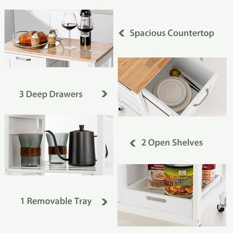 Kitchen Island on Wheels with Storage