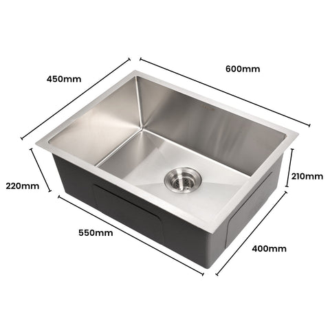 AMIRRA Kitchen Stainless Steel Sink 600mm x 450mm (Silver) AMR-KS-102-LH