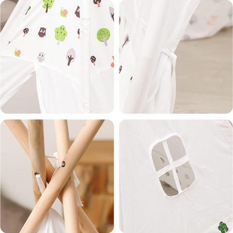 GOMINIMO Kids Teepee Tent with Side Window and Carry Case (White Forest)