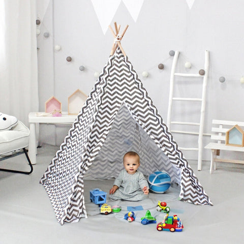 GOMINIMO Kids Teepee Tent with Side Window and Carry Case (Wave Stripe)