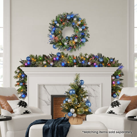 Swishmas 61cm Blue Collection Multicolour Pre-Lit Christmas Wreath