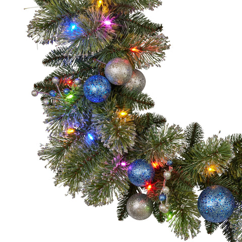 Swishmas 274cm Blue Collection Multicolour Pre-Lit Christmas Garland