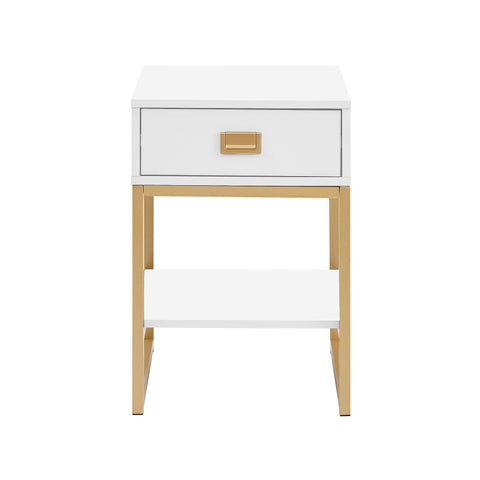 Sarantino Alessia Bedside Table In White/gold