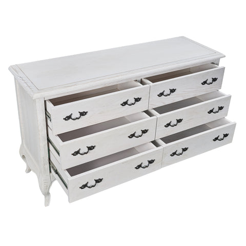 Alice Dresser 6 Chest of Drawers Storage Cabinet Distressed White