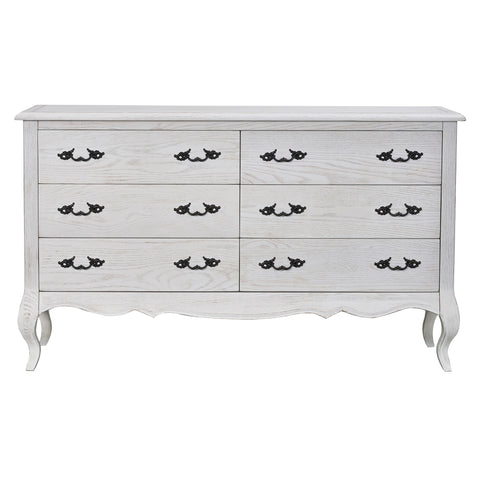 Alice Dresser Mirror 6 Chest of Drawers Tallboy Storage Cabinet Distressed White