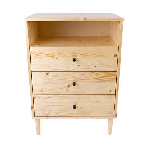 Jamie Tallboy 3 Chest of Drawers Solid Pine Wood Bed Storage Cabinet - Natural