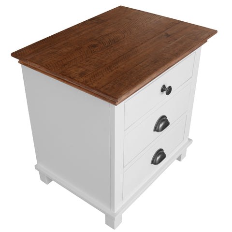 Virginia Set of 2 Bedside Nightstand 3 Drawers Storage Cabinet Side Table -White