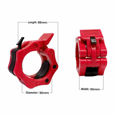 2Pcs 2in / 50mm Olympic Dumbbell Clamps Barbell Clamps Collars Clips Bar Plates Collar Clips Red