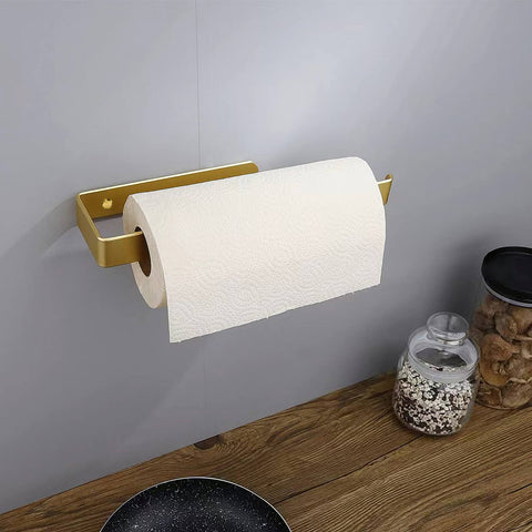 Gold Kitchen Bathroom Paper Holder Towel Holder Self Adhesive or Screw Mount 31cm