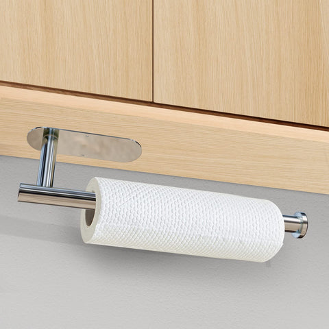 Kitchen Paper Holder Under Cabinet Wall Mount Adhesive Paper Towel Holder  Silver