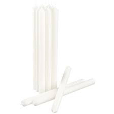 50 bulk buy pack white wax 20cm taper church house vigil candleabra candle 2CM WIDE