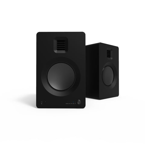 Kanto TUK 260W Powered Bookshelf Speakers with Headphone Out, USB Input, Dedicated Phono Pre-amp, Bluetooth - Pair, Matte Black with SP26PL Black Stand Bundle