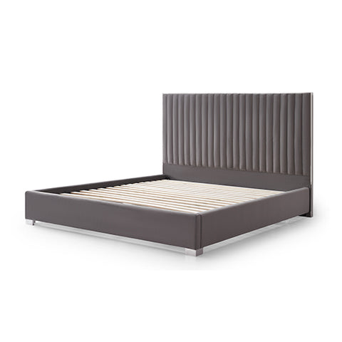 Hillsdale Bed Frame Polyester Fabric Padded Upholstery High Quality Slats Polished Stainless Steel Feet