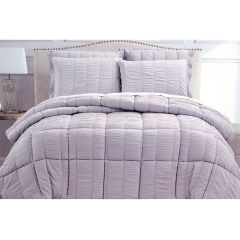 Hotel Living 3 Piece Seersucker Comforter Set Queen Lilac