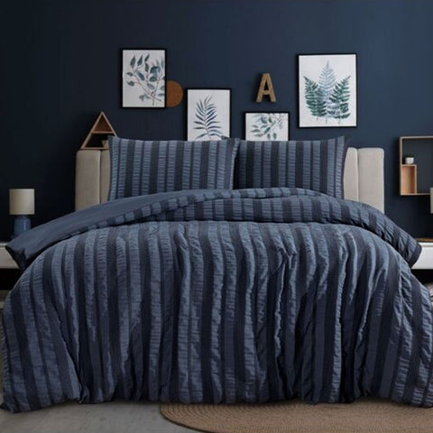 Ardor Seersucker Quilt Cover Set Lisbon Indigo King