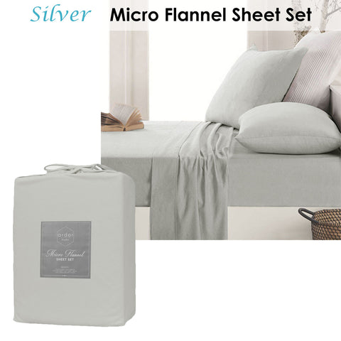 Ardor Micro Flannel Sheet Set Silver Mega Queen