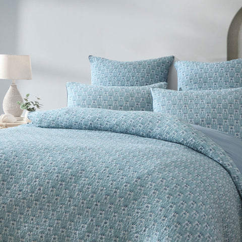 Platinum Collection Santa Fe Teal Cotton Jacquard Quilt Cover Set Queen