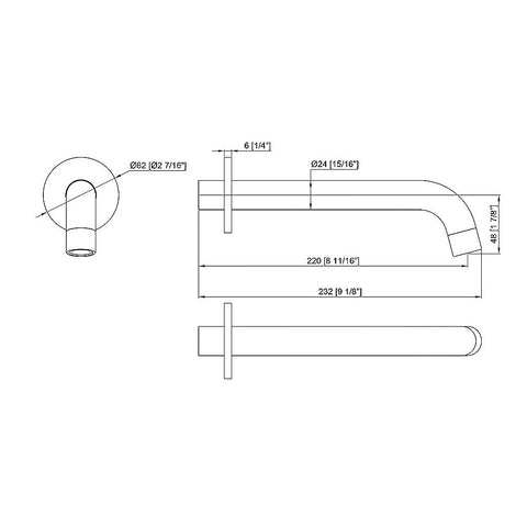 220mm Bath Spout in Matte Black Finish