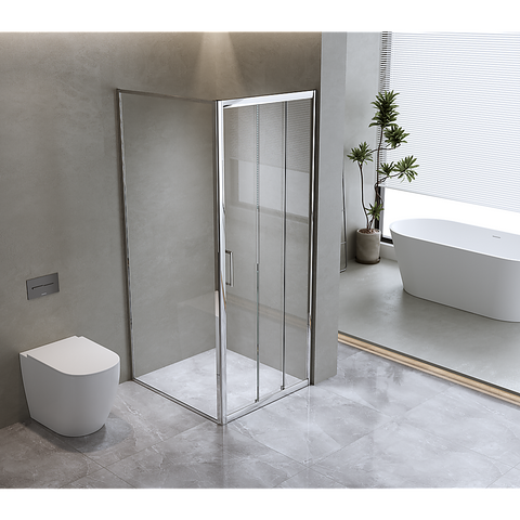 40mm Adjustable Contemporary Corner Sliding Chrome Shower Screen 116x80cm