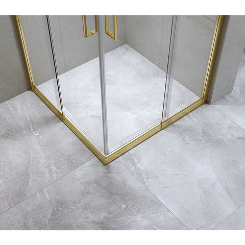 Adjustable 900x900mm Double Sliding Door Glass Shower Screen in Gold