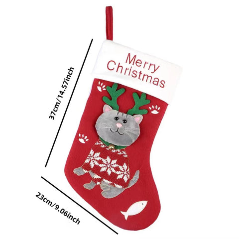 2pcs cute cat christmas stockings cartoon christmas socks gift bag christmas decoration socks christmas tree pendant