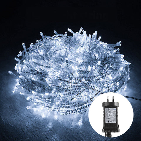 200 Low Voltage Icicle LED Fairy Lights 8 Function Memory Hold Christmas Decoration Cool White