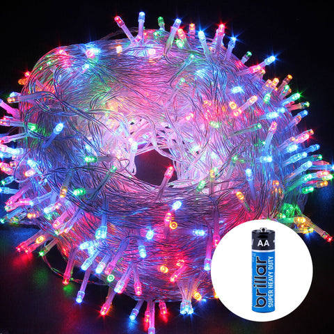 100 Battery Powered LED Fairy Lights 8 Function Memory Hold Christmas Decoration Multicolor