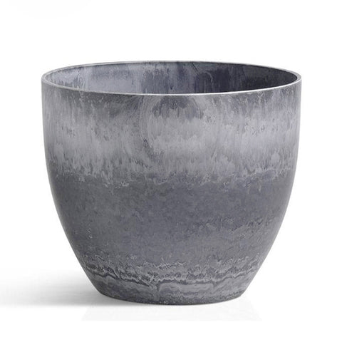 27cm Weathered Grey Round Resin Planter