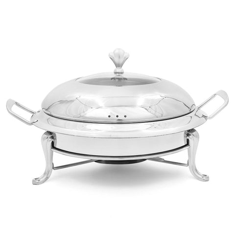 Stainless Steel Round Chafing Dish with Glass Top Lid