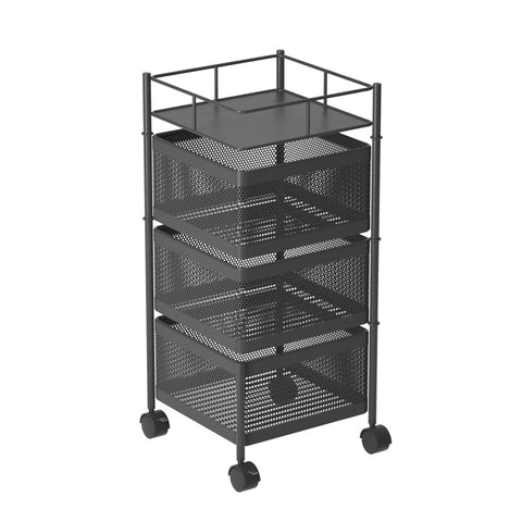 3 Tier Steel Square Rotating Kitchen Cart