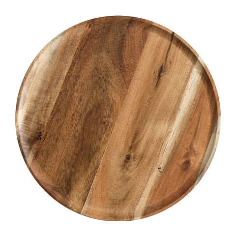 25cm Brown Round Wooden Serving Tray