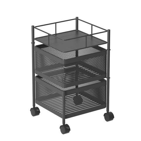 2 Tier Steel Square Rotating Kitchen Cart