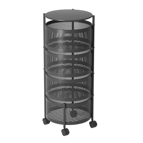 4 Tier Steel Round Rotating Kitchen Cart