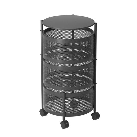 3 Tier Steel Round Rotating Kitchen Cart