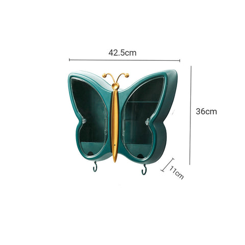 Green Butterfly Shape Wall-Mounted Makeup Organiser