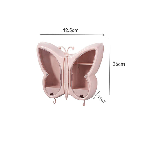 Pink Butterfly Shape Wall-Mounted Makeup Organiser