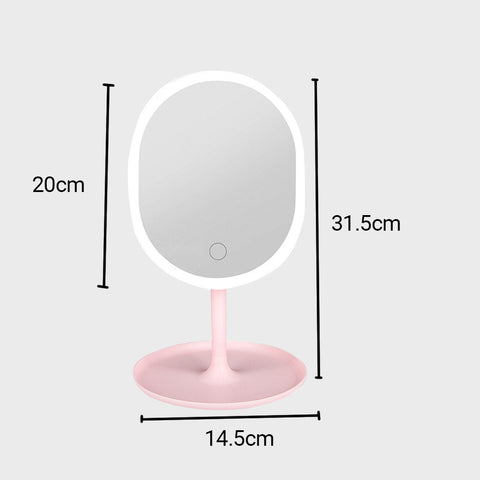 20cm Pink Rechargeable LED Light Makeup Mirror