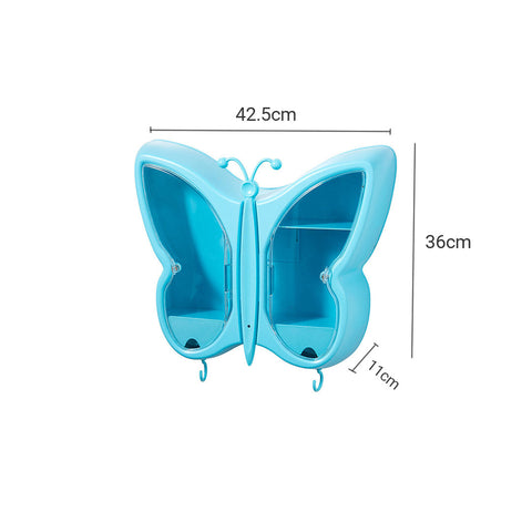 Blue Butterfly Shape Wall-Mounted Makeup Organiser