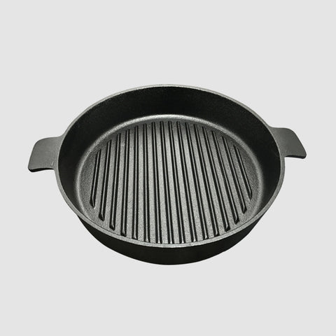 25cm Round Ribbed Cast Iron with Handle