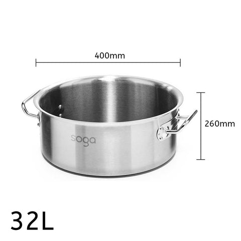 32L Top Grade 18/10 Stainless Steel Stockpot No Lid