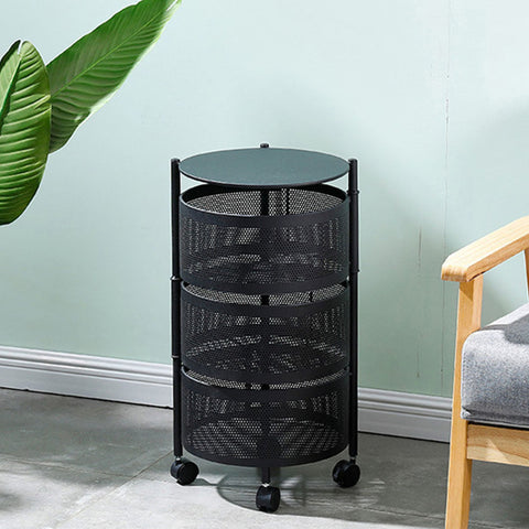 3 Tier Steel Round Rotating Kitchen Cart