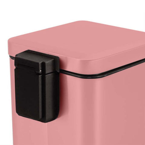 Foot Pedal Stainless Steel Trash Bin Square 6L Pink