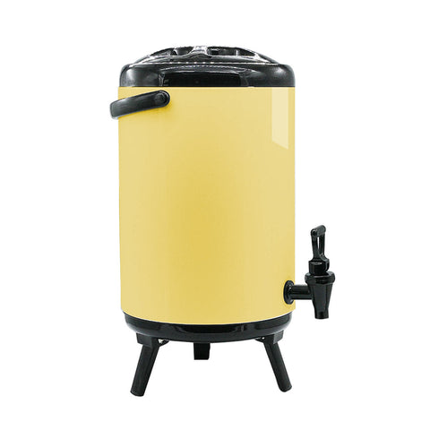 8L Stainless Steel Milk Tea Barrel with Faucet Yellow