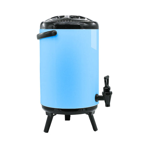 8L Stainless Steel Milk Tea Barrel with Faucet Blue