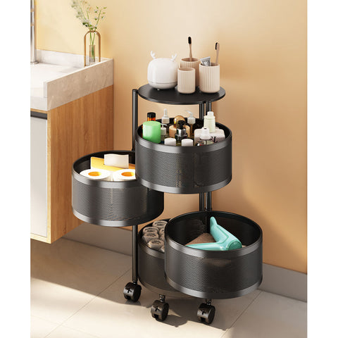 4 Tier Steel Round Rotating Kitchen Cart