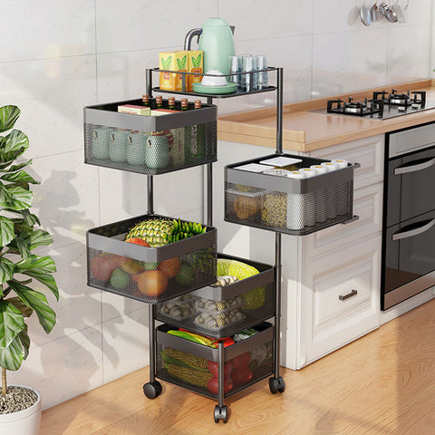5 Tier Steel Square Rotating Kitchen Cart